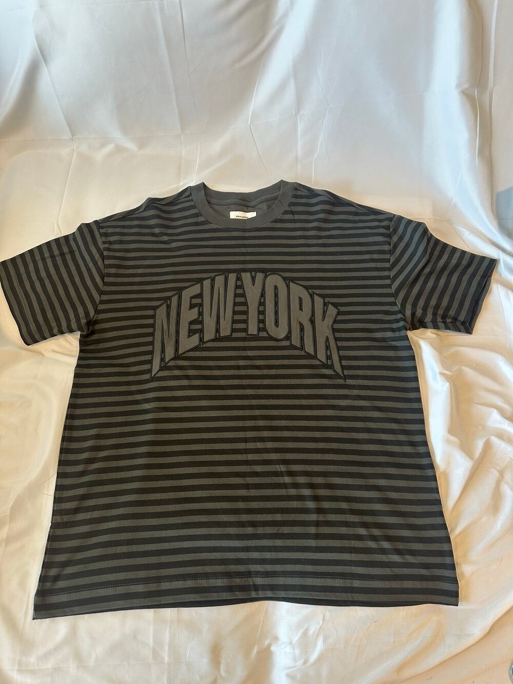 Public supply Men XL Striped New York Graphic T-Shirt Charcoal Gray NWOT